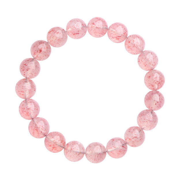 Natural White Body Petal Strawberry Quartz Bracelet - Stone of Cleansed Love & New Beginnings