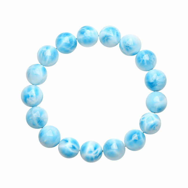 Natural 7A Larimar Bead Bracelet - Stone of Oceanic Calm & Peaceful Communication