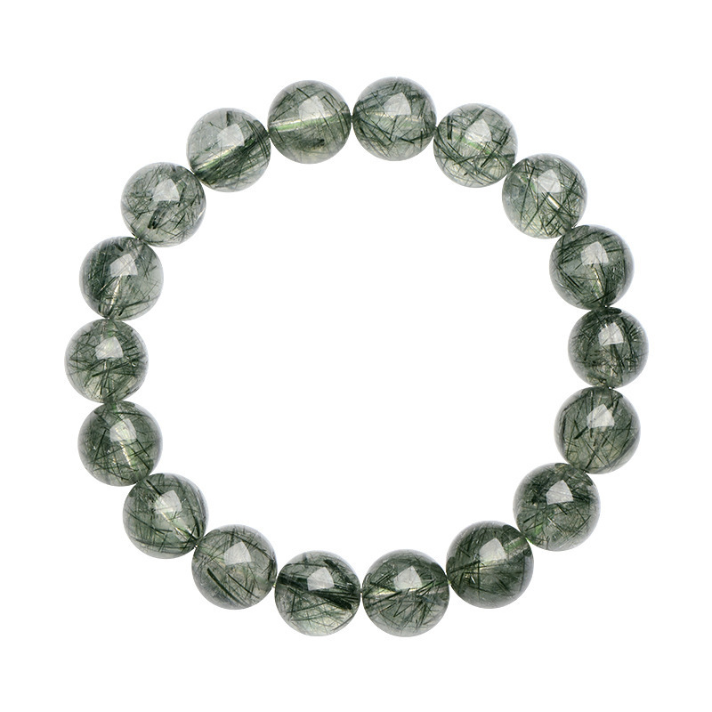 Natural Cat's Eye Green Rutilated Quartz Bracelet - Stone of Wealth Flow & Bright Fortune