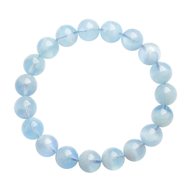 Natural Manifestation Bowl Aquamarine Bead Bracelet - Stone of Concentrated Calm & Abundant Flow