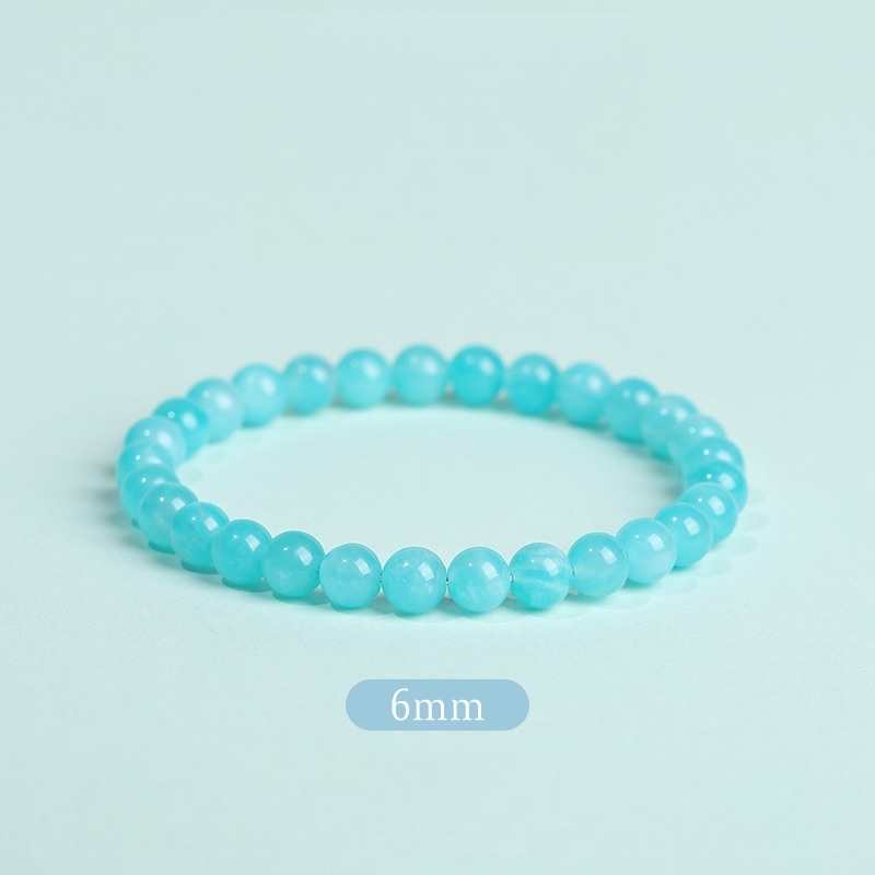 Natural Amazonite & Chalcedony Bead Bracelet - Stone of Soothing Truth & Balanced Energy