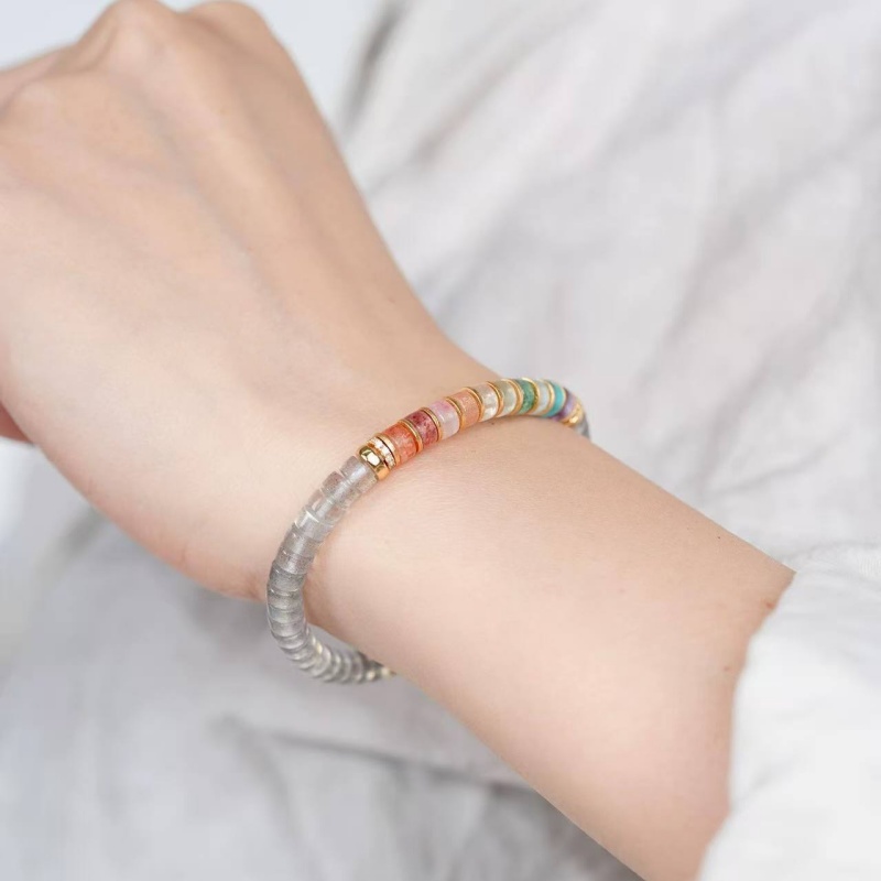 Iridescent Rainbow Labradorite Gold Plated Bracelet - Stone of Magic & Transformation