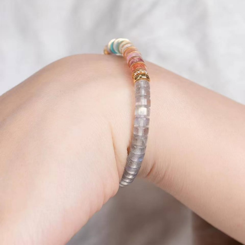 Iridescent Rainbow Labradorite Gold Plated Bracelet - Stone of Magic & Transformation