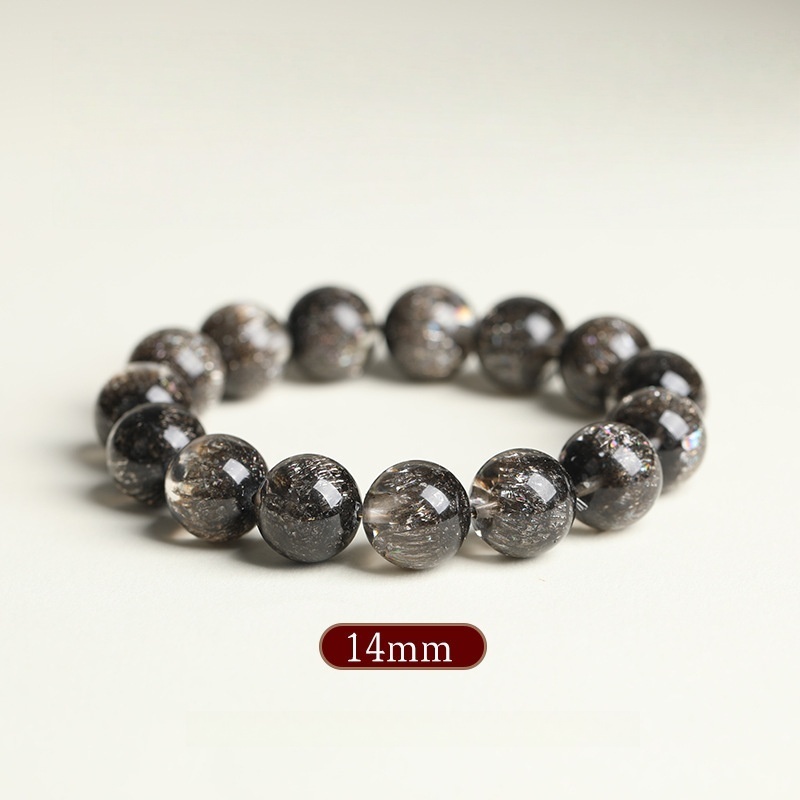 Stellar Abundance: 8MM Black Super Seven Sphere Bracelet for Manifestation & Cosmic Flow