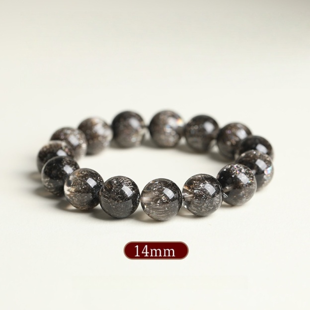 Stellar Abundance: 8MM Black Super Seven Sphere Bracelet for Manifestation & Cosmic Flow