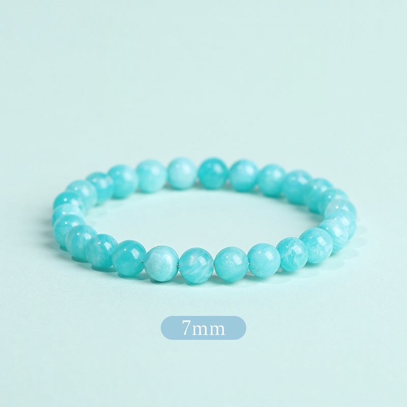 Natural Amazonite & Chalcedony Bead Bracelet - Stone of Soothing Truth & Balanced Energy