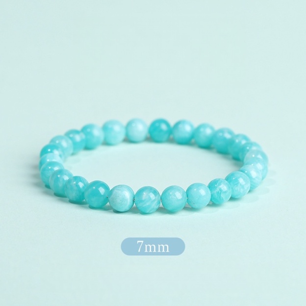 Natural Amazonite & Chalcedony Bead Bracelet - Stone of Soothing Truth & Balanced Energy
