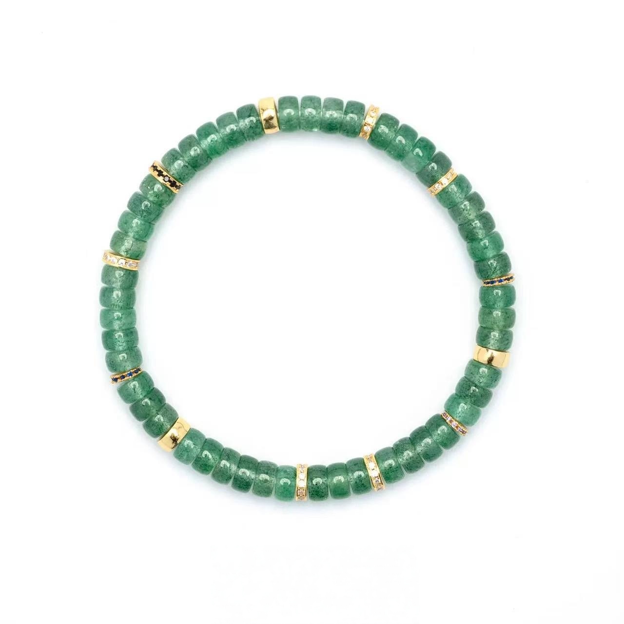 6MM Natural Green Strawberry Quartz Bracelet | For Harmonious Relationships & Heart Healing