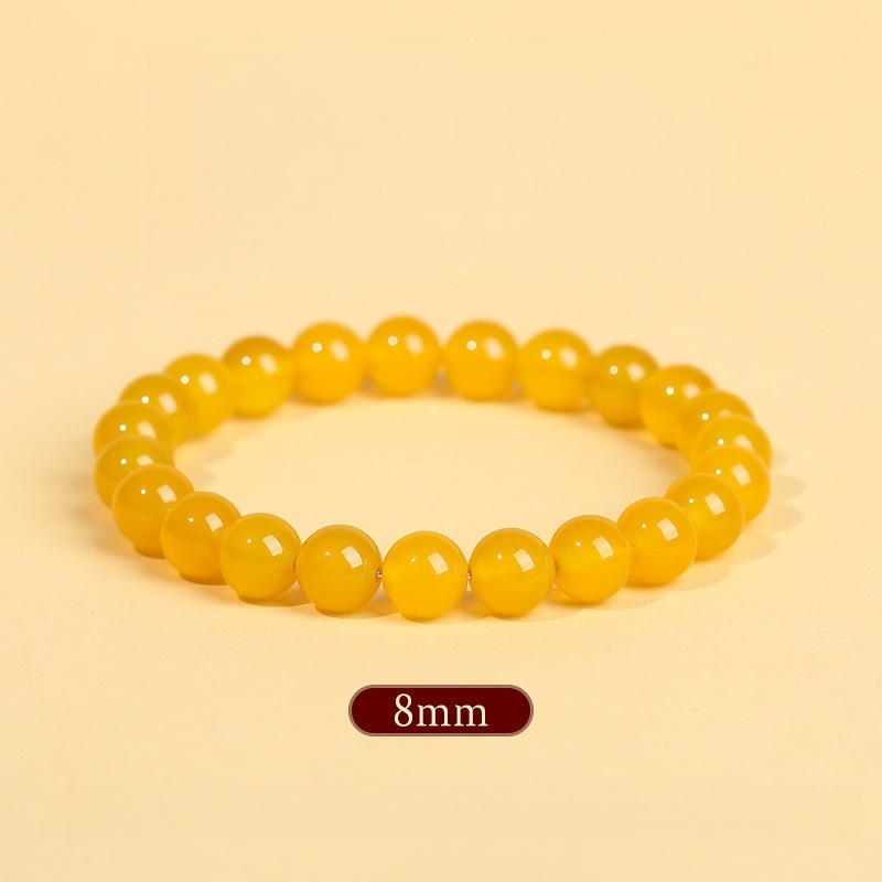 Natural Yellow Carnelian Agate Stretch Bracelet for Solar Plexus Chakra, Confidence & Abundance