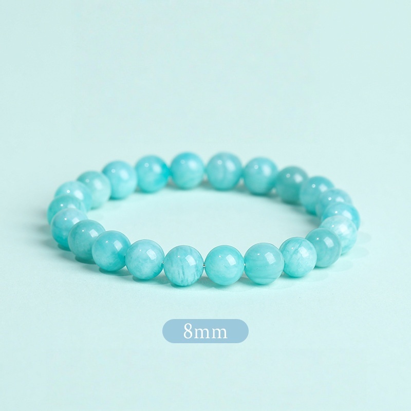 Natural Amazonite & Chalcedony Bead Bracelet - Stone of Soothing Truth & Balanced Energy
