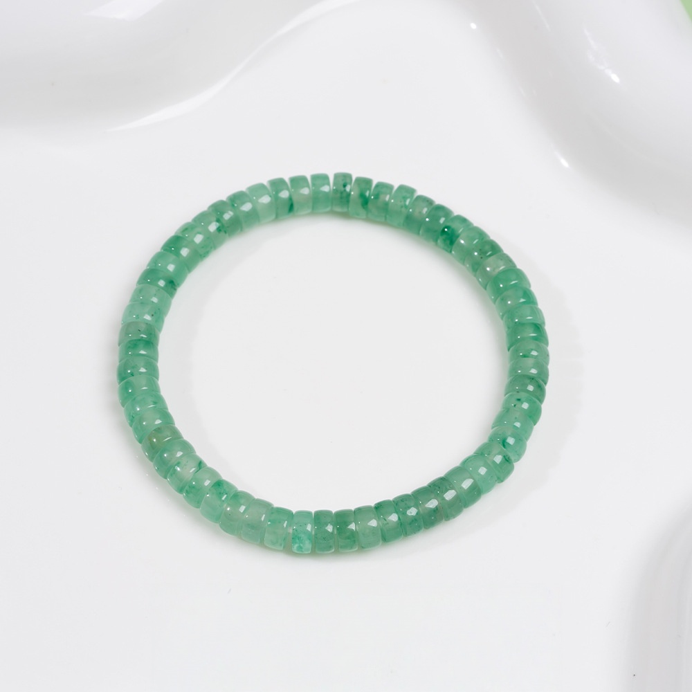 African Jade Bracelet - Icy Dream in Sunlit Green with Gold & Diamond Accents
