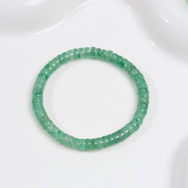 African Jade Bracelet - Icy Dream in Sunlit Green with Gold & Diamond Accents