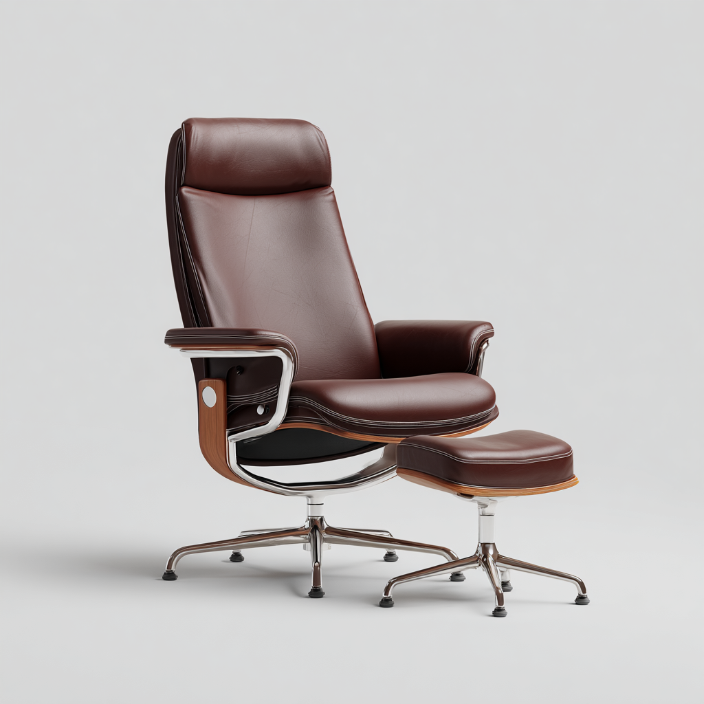 Bürostuhl Echtleder 78 x 72 x 118 cm Dunkelbraun Drehbar mit Hocker Ergonomisch