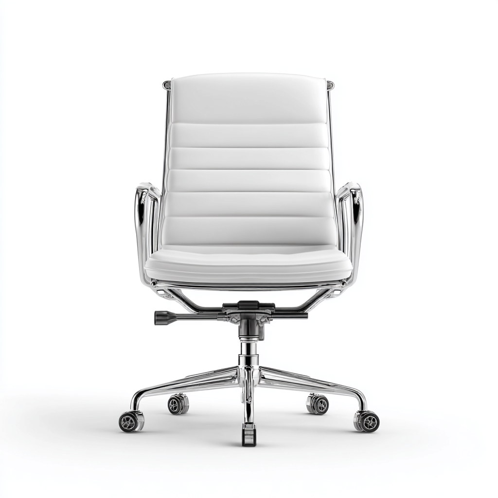 Bürostuhl - Kunstleder - 58x61x95 cm - Weiß - Ergonomisch mit verchromten Armlehnen und Rollen