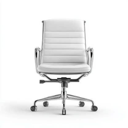 Bürostuhl - Kunstleder - 58x61x95 cm - Weiß - Ergonomisch mit verchromten Armlehnen und Rollen