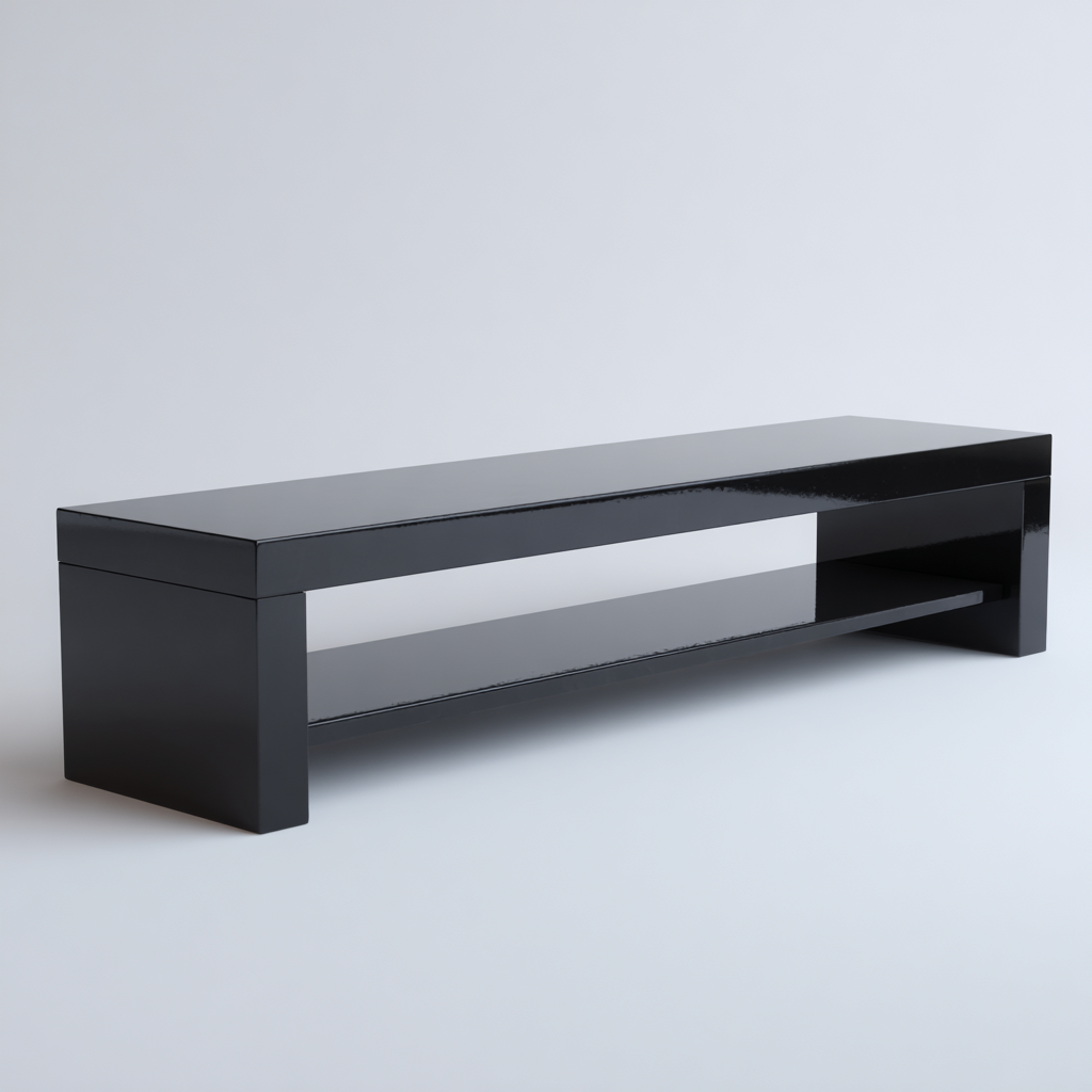 TV Board Schwarz Hochglanz 200x40x38 cm Minimalistisches Rechteckdesign mit Offener Ablagefläche-Shelterota