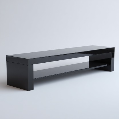 TV Board Schwarz Hochglanz 200x40x38 cm Minimalistisches Rechteckdesign mit Offener Ablagefläche-Shelterota