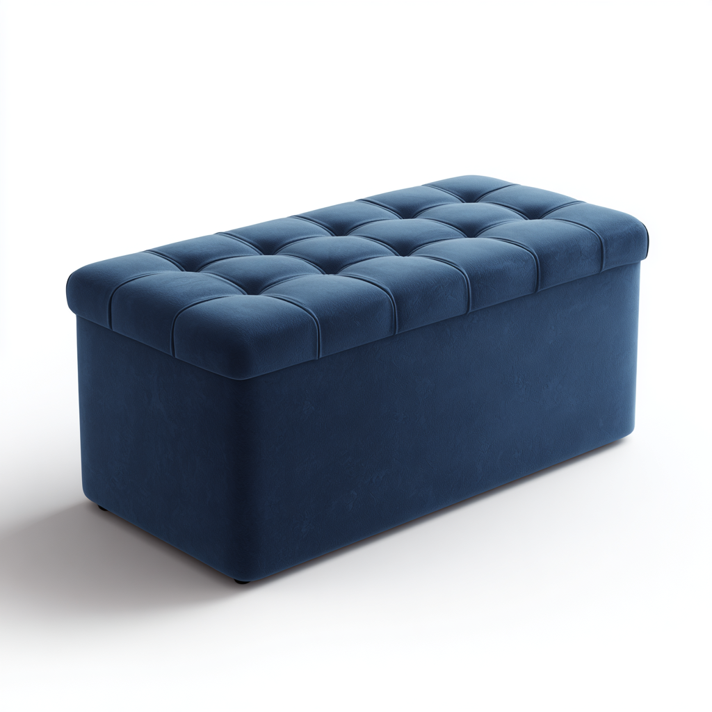 Bank Polster 110x44x45 cm Samt Blau Modern