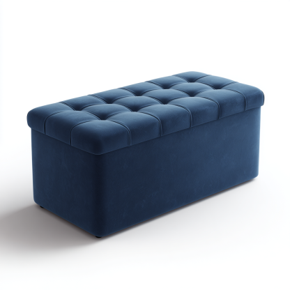Bank Polster 110x44x45 cm Samt Blau Modern