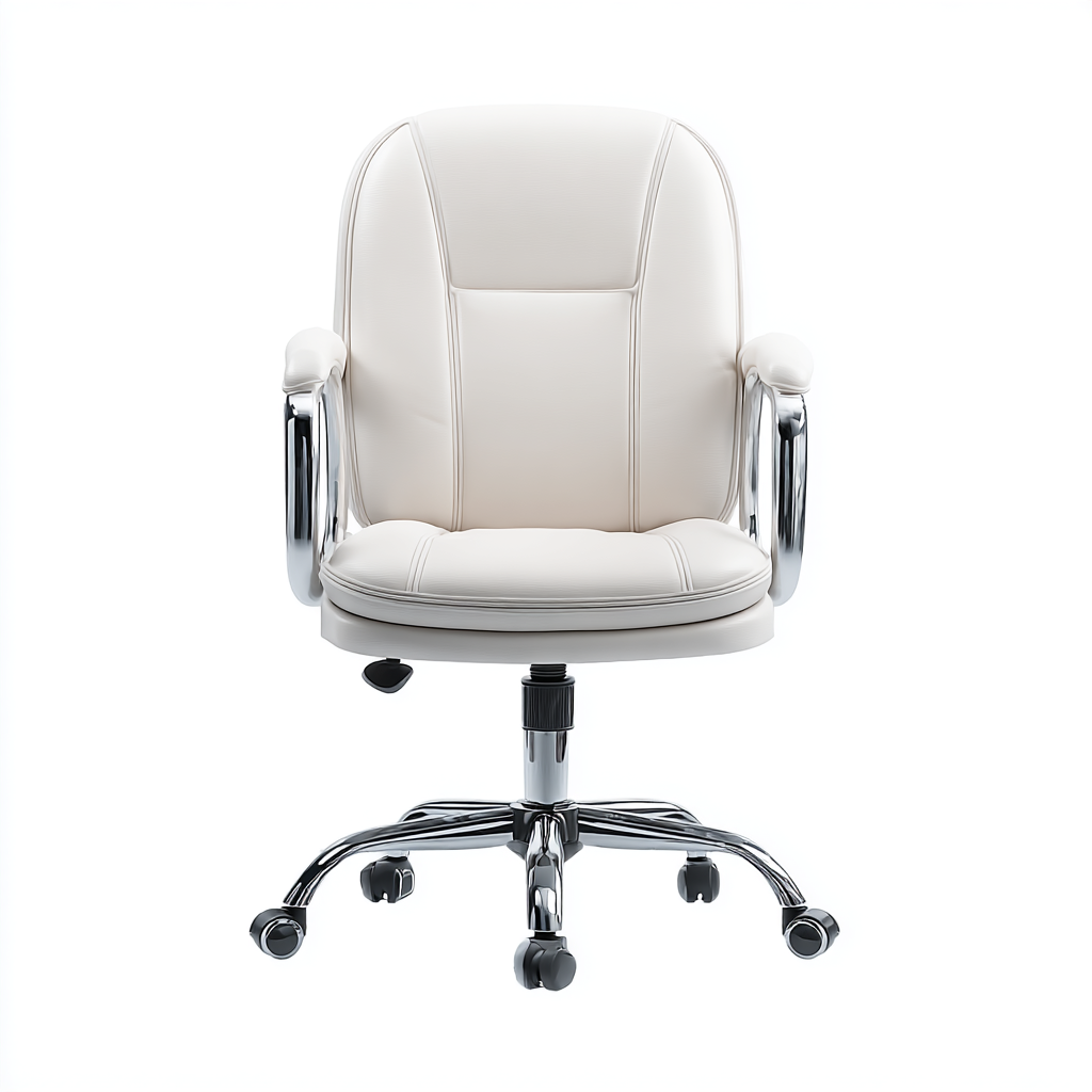 Bürostuhl - Kunstleder - 60x65x100 cm - Weiß - Ergonomisch mit Armlehnen und Rollen