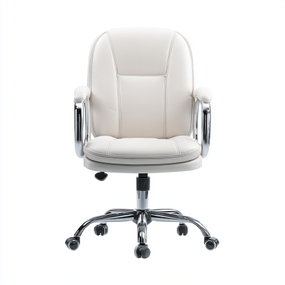 Bürostuhl - Kunstleder - 60x65x100 cm - Weiß - Ergonomisch mit Armlehnen und Rollen