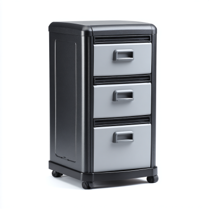 Aktenschrank Kunststoff Schwarz/Grau 3 Schubladen 45x40x82 cm mit Rollen