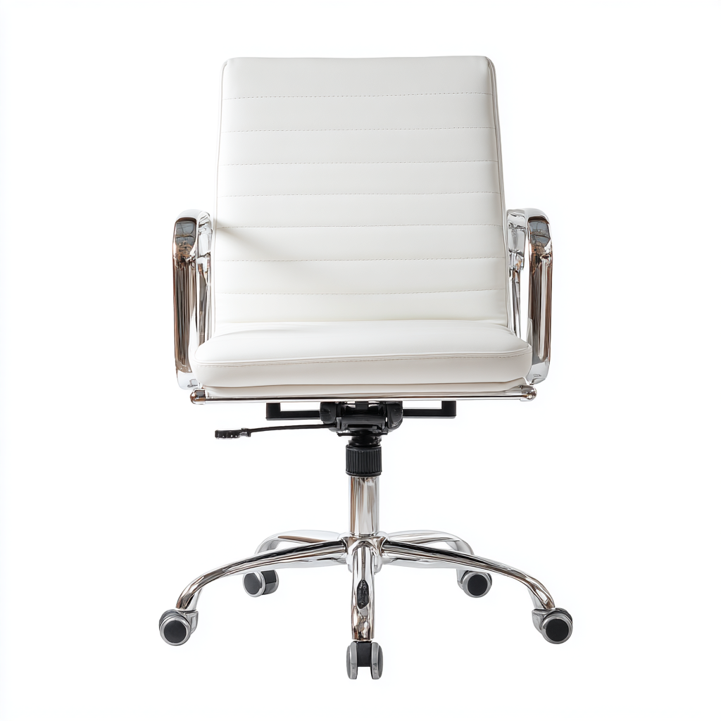 Bürostuhl - Kunstleder - 57x63x95 cm - Weiß - Ergonomisch mit Armlehnen und Rollen