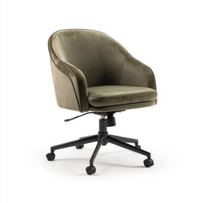 Bürostuhl - Samtpolster 51x48x91cm Olivgrün mit Armlehnen und Drehfunktion Modern Ergonomisch