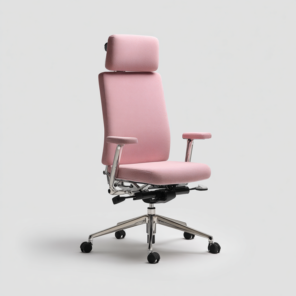 Bürostuhl Stoff 68 x 65 x 120 cm Rosa Ergonomisch mit Kopfstütze Armlehnen und Rollen