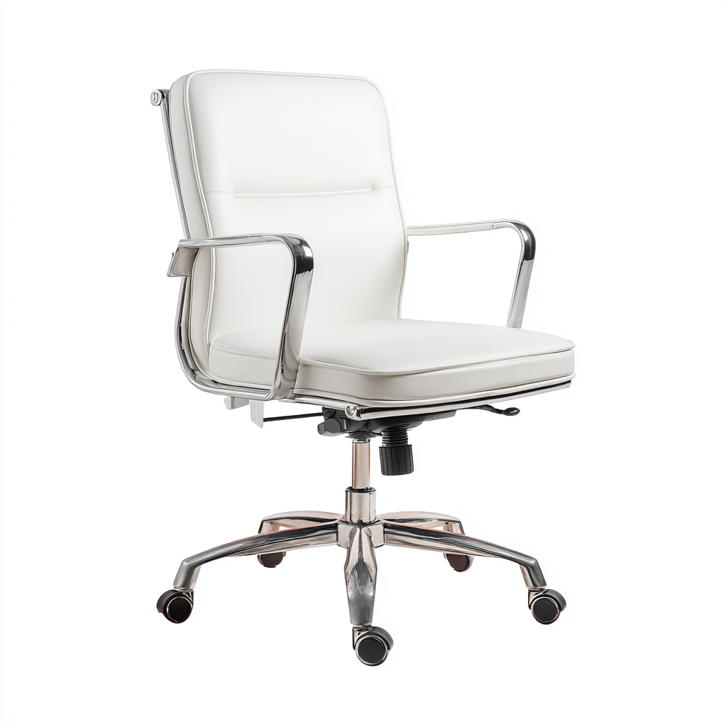 Bürostuhl - Kunstleder - 59x65x100 cm - Weiß - Ergonomisch mit Armlehnen und Rollen