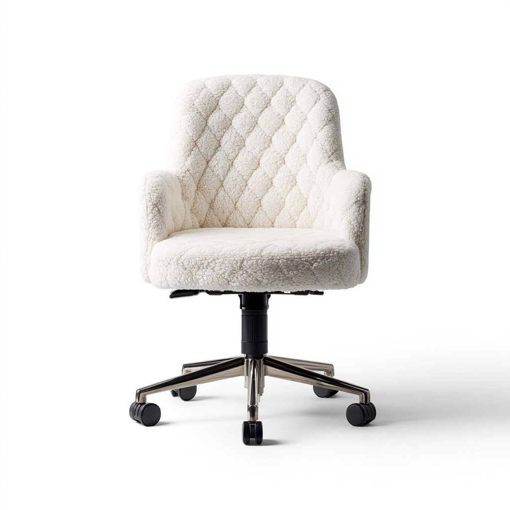 Bürostuhl Stoff Creme 65x65x95 cm Drehbar Ergonomisch Modern Komfort