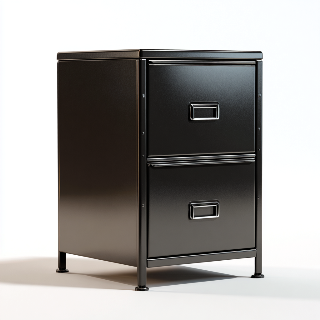 Aktenschrank Metall Schwarz 2 Schubladen 44x40x66 cm Modern Robust