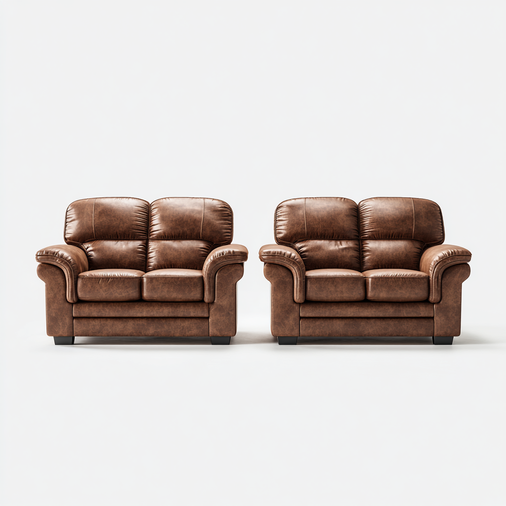 Sofagarnitur Leder 2-Sitzer 155x92x88 cm Braun Modern Komfort