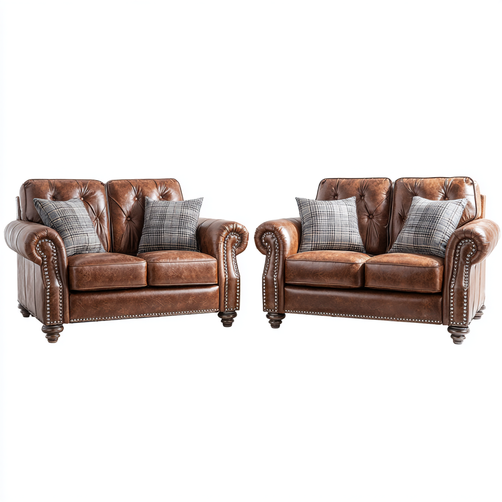 Sofagarnitur 2-Sitzer Echtleder Braun 160x100x95 cm Klassisch