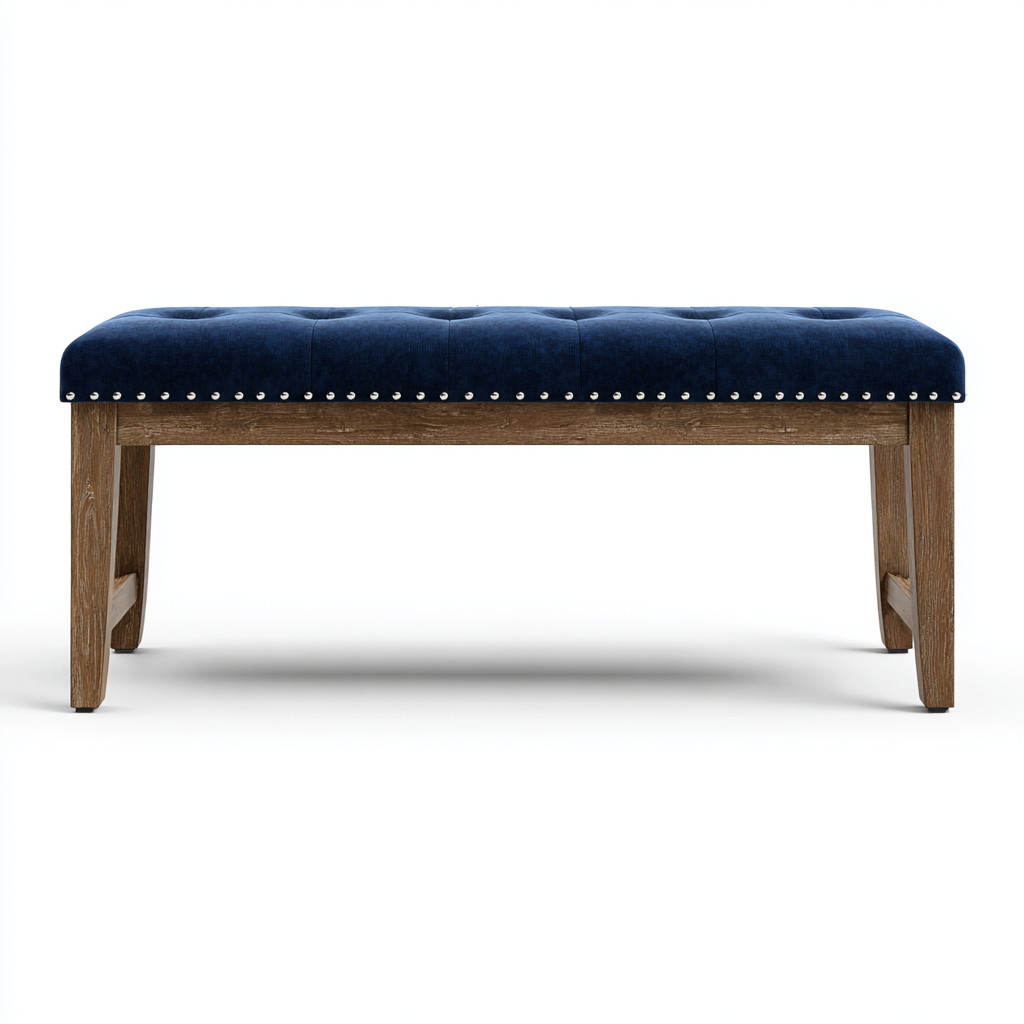 Bank Holzgestell 95x42x46 cm Samt Blau Modern