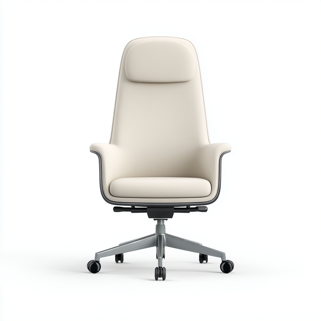 Bürostuhl - Kunstleder - 65x70x115 cm - Beige - Ergonomisch mit Rollen