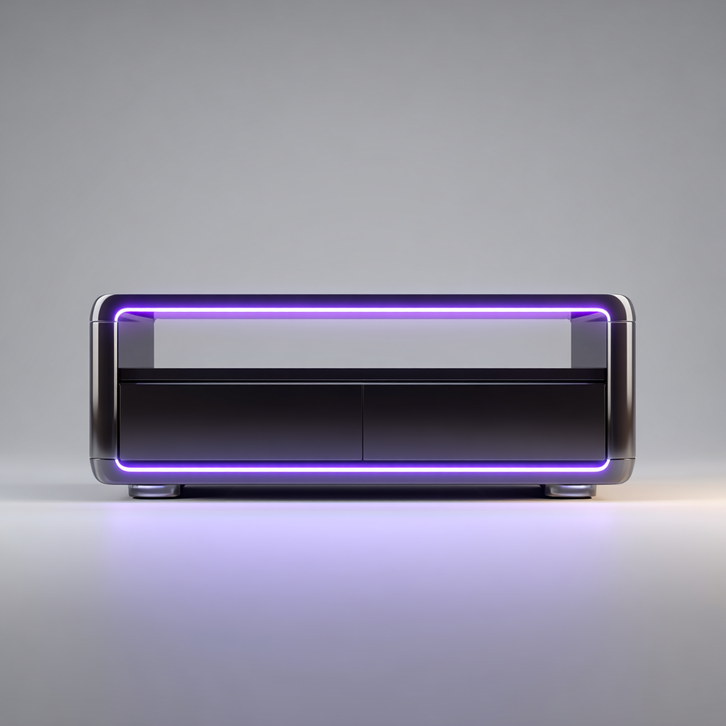 TV Board Hochglanz Schwarz MDF 150x45x55cm Modern mit LED Beleuchtung und offenen Fächern