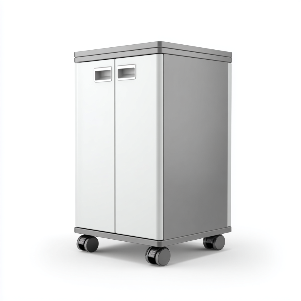 Aktenschrank Metall Grau/Weiß 60x40x80 cm mit Rollen Doppeltür Modern Funktionalität