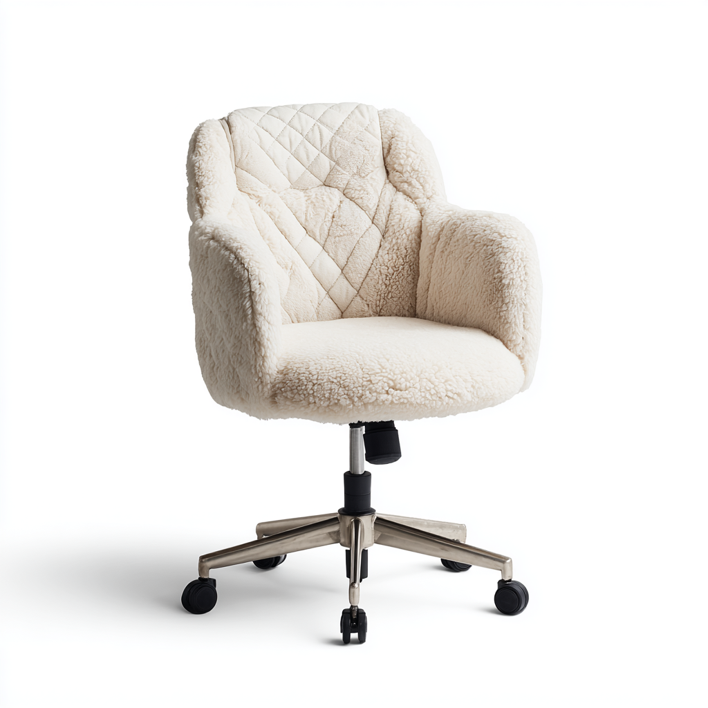 Bürostuhl Stoff Creme 66x64x96 cm Drehbar Ergonomisch Modern Komfort