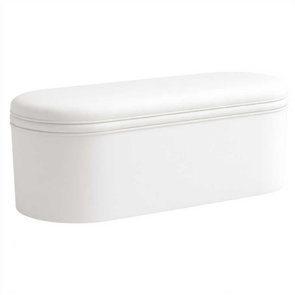 Bank Sitzbank mit Stauraum Leinenstoff 120x45x46 cm Weiß Modernes Design