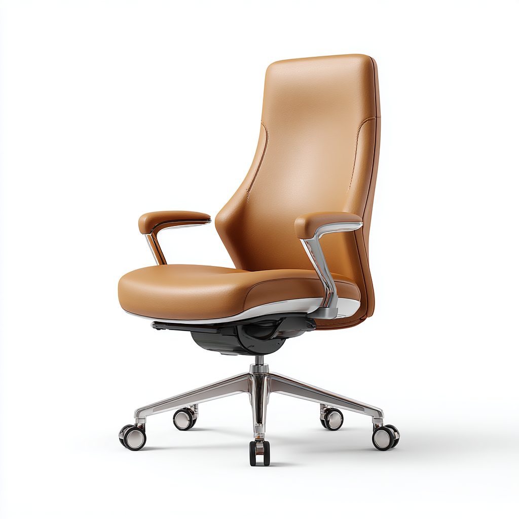 Bürostuhl Echtleder 72 x 66 x 115 cm Hellbraun Ergonomisch Drehbar mit Rollen