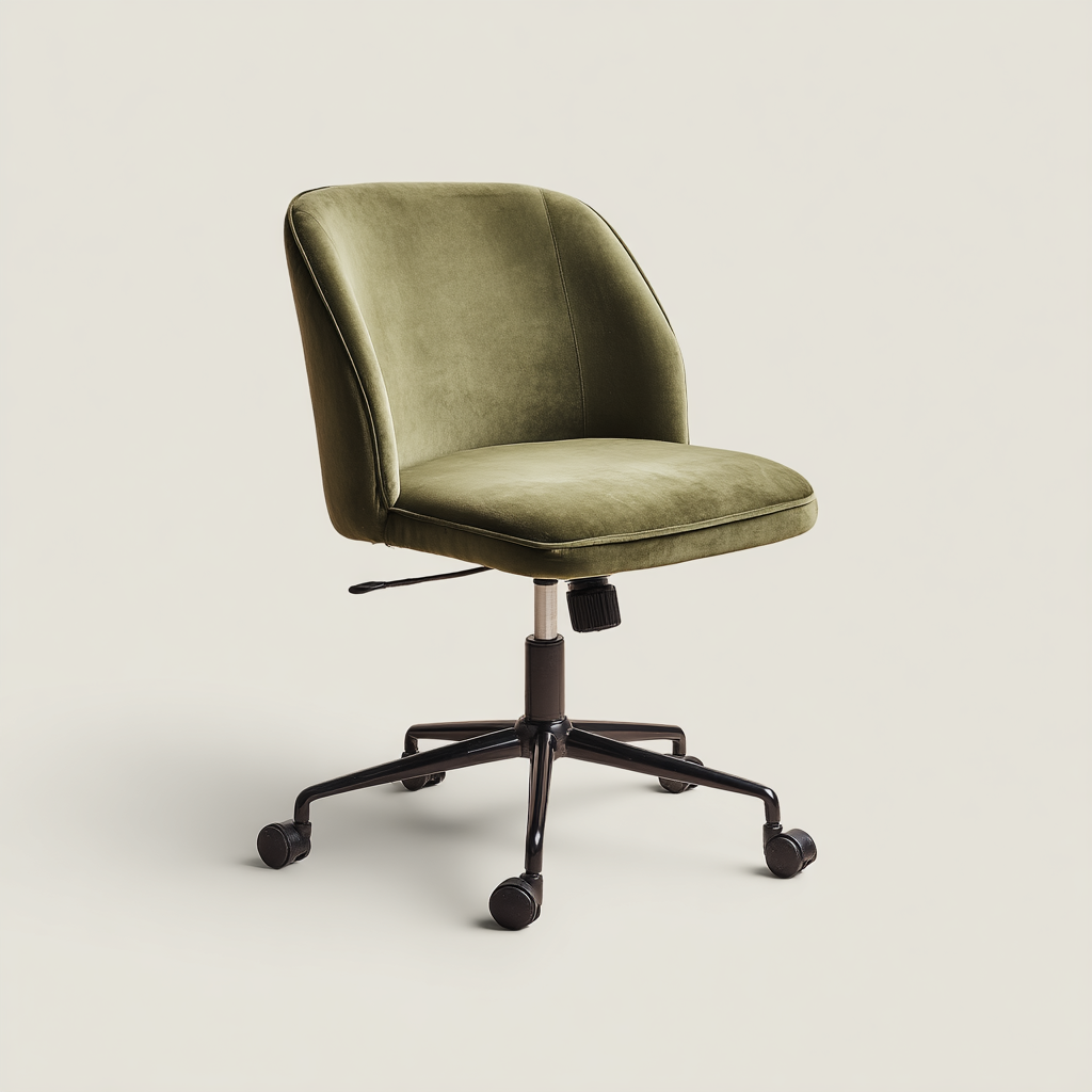 Bürostuhl Samt 58 x 60 x 85 cm Olivgrün Drehbar ohne Armlehnen mit Rollen
