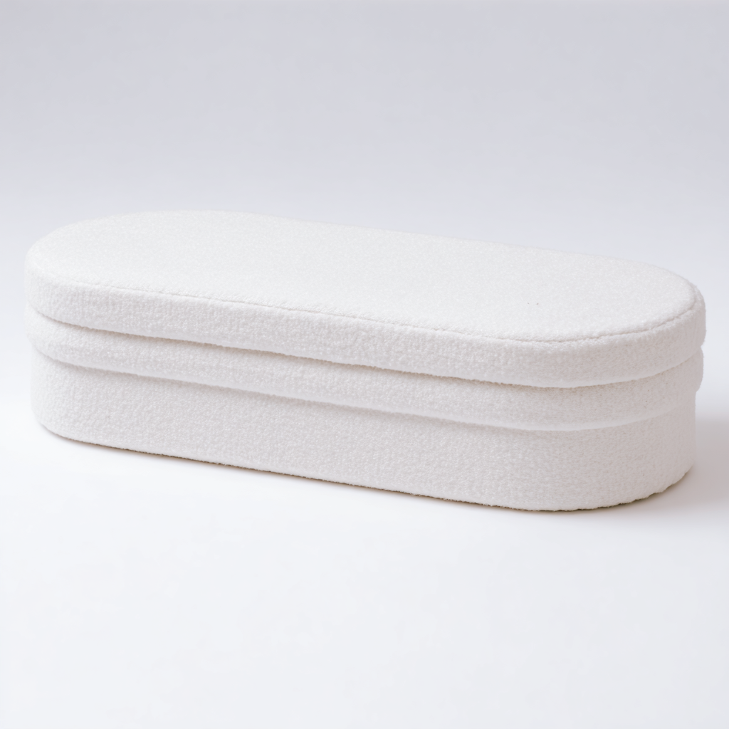 Bank Sitzbank Strukturstoff 120x45x42 cm Weiß Modernes Design