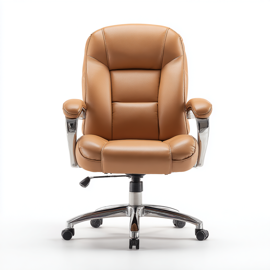 Bürostuhl Echtleder 68 x 64 x 110 cm Hellbraun Ergonomisch Höhenverstellbar mit Rollen