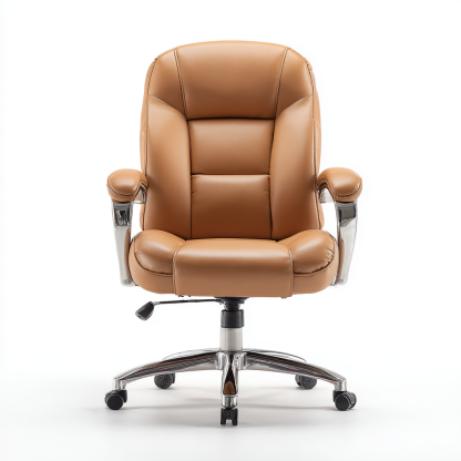 Bürostuhl Echtleder 68 x 64 x 110 cm Hellbraun Ergonomisch Höhenverstellbar mit Rollen