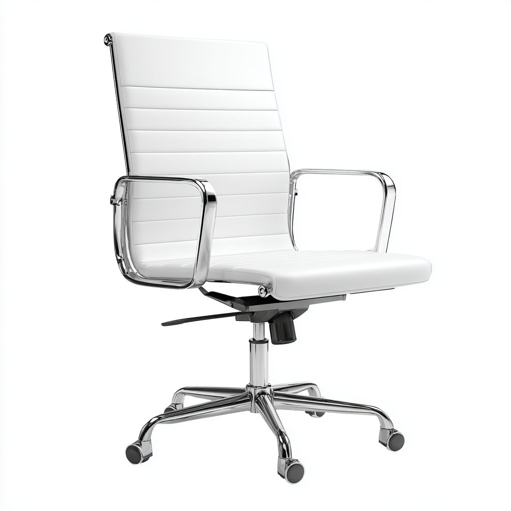 Bürostuhl - Kunstleder - 58x64x102 cm - Weiß - Ergonomisch mit Armlehnen und hoher Rückenlehne