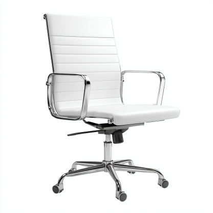 Bürostuhl - Kunstleder - 58x64x102 cm - Weiß - Ergonomisch mit Armlehnen und hoher Rückenlehne