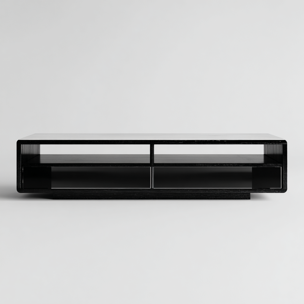 TV Board Schwarz Hochglanz 180x40x42 cm Modernes Design mit Offenen Ablagefächern