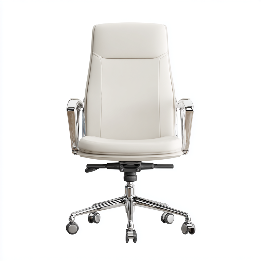 Bürostuhl - Kunstleder - 62x68x110 cm - Weiß - Ergonomisch mit Armlehnen und Rollen