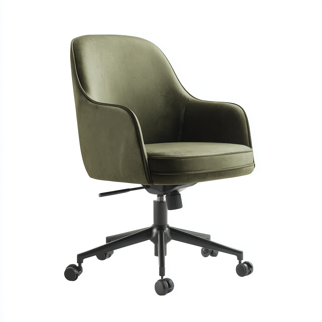 Bürostuhl Samt 64 x 62 x 91 cm Olivgrün Drehbar mit Armlehnen und Rollen